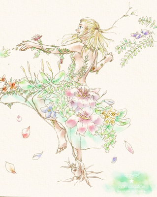 【Ｄ★Ｃ】花と踊る（ミノマ様の線画）